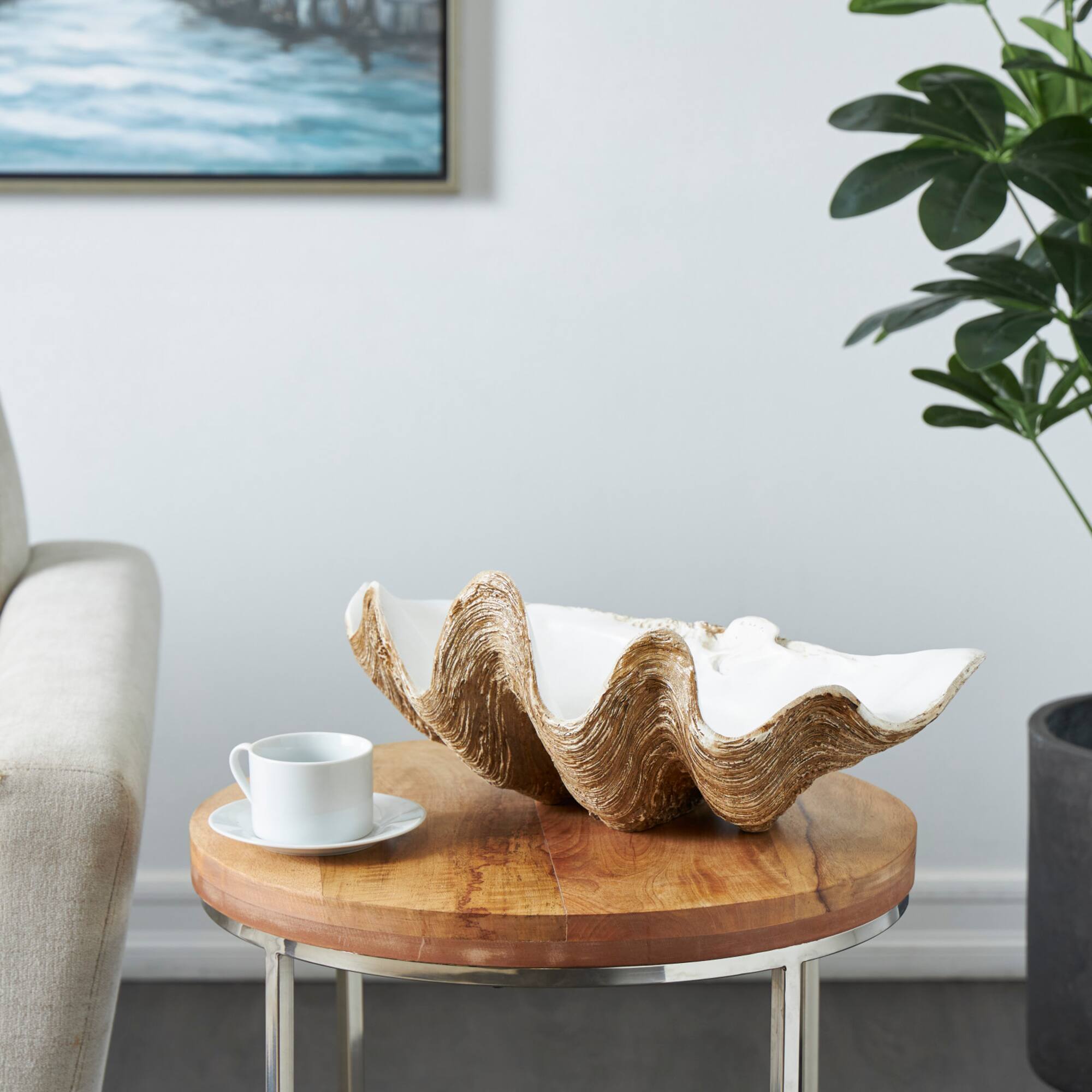 White 20" Shell Decorative Bowl